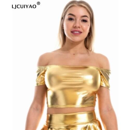 LJCUIYAO Sexy Women Off Shoulder Tank Vest Crop Top Summer Short Sleeve Woman Female Clothing Tank Top Fashion Party Camisole