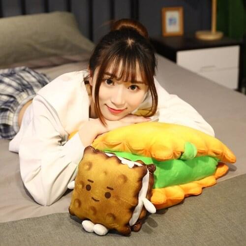 Cartoon biscuit pillow doll plush toy sleeping pillow back nap cool air conditioning blanket blanket cover