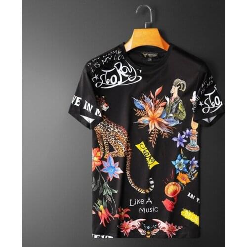 2021 summer new fashion personality city wild trend high quality tencel cotton mens short-sleeved T-shirt