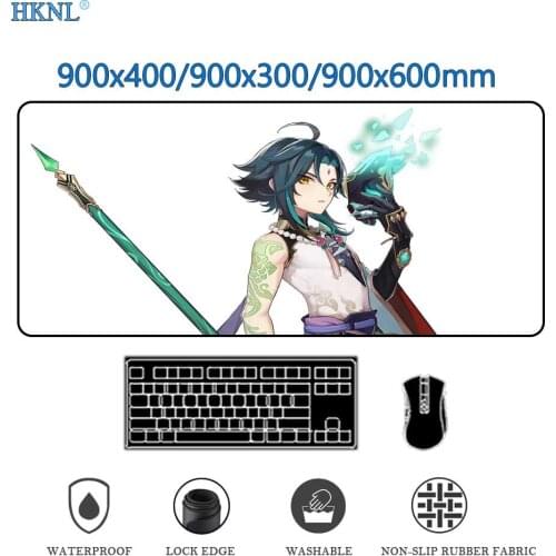 Mouse pad xxl play Anime mat keyboard Gamer deskmat Rug Table Pc accessories genshin carpet mausepad cute slipmat 900x400