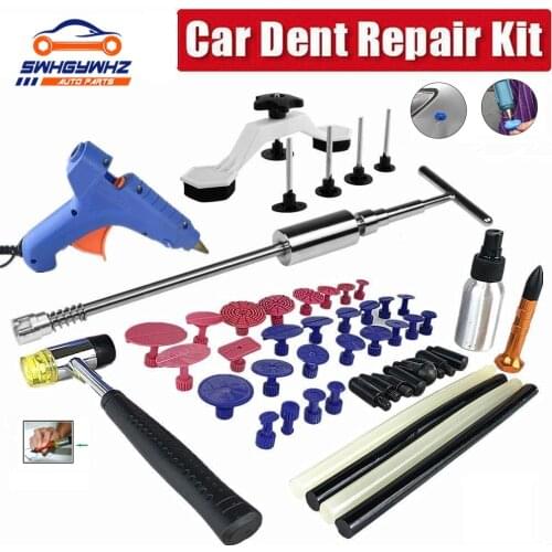 Paintless Dent Repair Tools Kit Auto Body Dent Repair Tool Dent Lifter Puller with Glue Tabs Glue Gun Tools Glue Sticks
