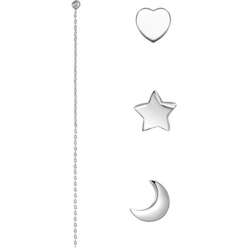 Set) Punk 2020 New Fashion Earrings Personality Multi-element Stars Moon Peach Heart Set Womens Earrings Wholesale Sales