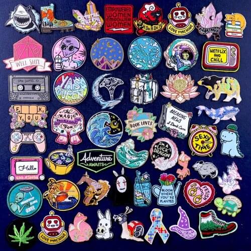 Cartoon Animal Patch DIY Iron On Patches On Clothes Alien Embroidered Patches For Clothing Badge Stickers Patch Jacket Applique
