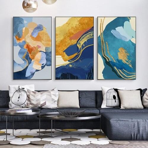 Modern Watercolor Abstract Gold foil Wall Poster Canvas Art Paintings For Living Room Posters And Prints Nordic Home Decor