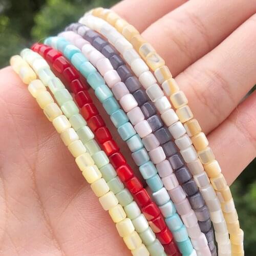Natural Colourful Cylindrical Shell Mother Of Pearl Loose Spacer Beads For Jewelry Making DIY Bracelet Necklace Handmade 3.5mm