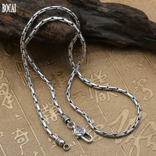 100% real 925 pure silver fashion trend jewelry Thai silver necklace for man bamboo chain mens necklace S925 Silver Necklace