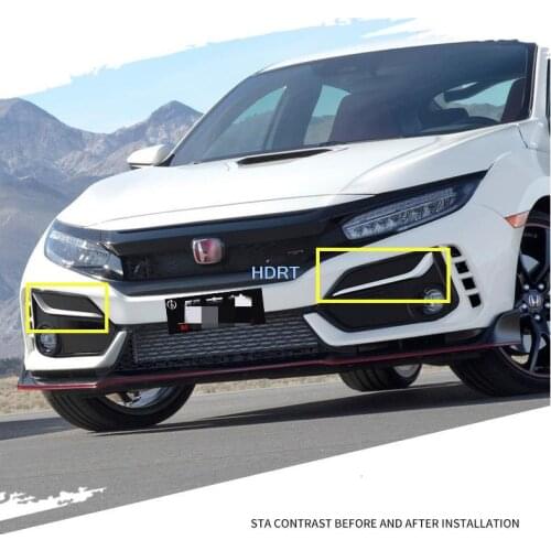For Honda Civic Hatchback 2016 2017 2019 2020 Car Carbon Fiber Front Fog Light Lamp Cover Trim Molding Bezel Garnish Stickers