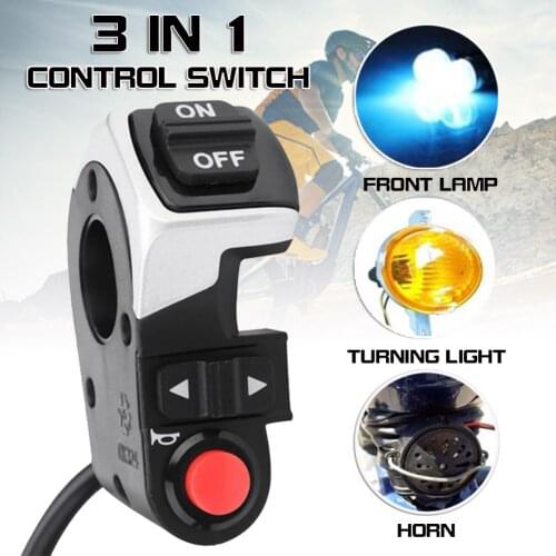 Motorcycle Switches Horn Button Turn Signal Rear Lamp Switch LED Tail Light 3 In 1 Control Switch For Electric Bicycle Scooter