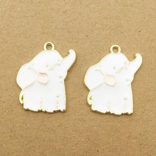 10pcs 21x24mm enamel animal elephant charm for jewelry making and crafting fashion earring pendant cute bracelet necklace charms