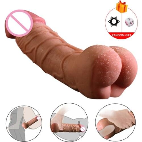 Realistic Dildo Skin Feeling Soft Liquid Can Worn Huge Big Penis Suction Cup Sex Toys for Woman Strapon Female Masturbation T
