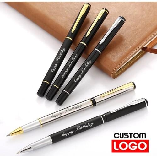 Metal Ball-point Pen Gel Pen Water-based Pen Advertising Signature Pen Custom Logo Lettering Engraved Name Stationery Wholesale