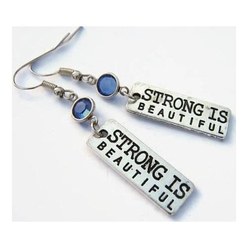 Strong are beautiful birthstone earrings, personalized bodybuilder earrings, weightlifting, sports earrings, sports accessories