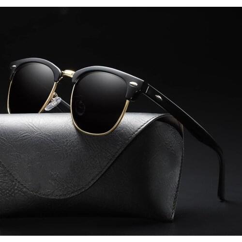 Mens Womens Universal Polarized Sunglasses Mens Womens Classic Semi-Rimless Retro Sun glasses Mens Bevel Mirror Summer