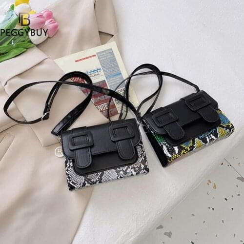 Retro Snake Pattern Women Messenger Handbags PU Leather Street Casual Solid Zipper Shoulder Underarm Bags Bolsa Mujer