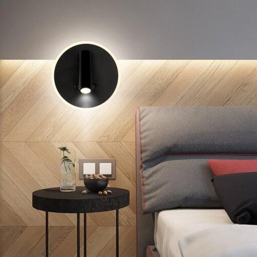 10W LED Wall Sconce Reading Light Fixture Ambient Circle Lamp Rotatable Bedside Spotlight DualSwitch White/Black shell