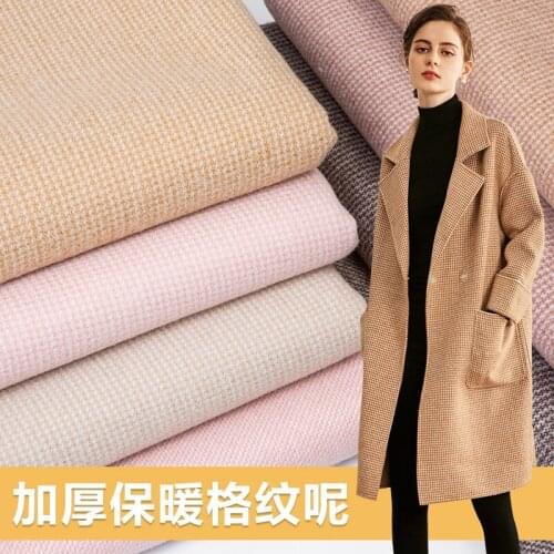 Thickened Autumn Winter Double-sided Plaid Woolen Cloth Fabric Woolen Coat Windbreaker Cashmere Wide-leg Pants Clothing Fabric
