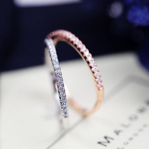 Cute Female Small Round Stone Ring Minimalist 925 Sterling Silver Engagement Ring Crystal Wedding Rings For Women