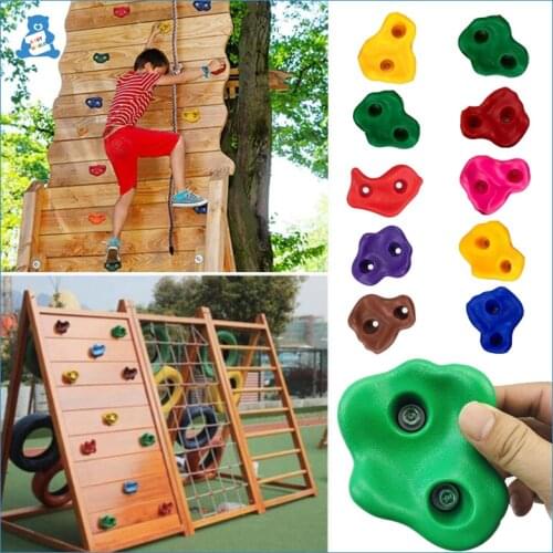 10pcs/set Rock Climbing Holds Kids Wood Wall Climbing Stones Toys Playground Game Hand Feet Hold Grip Kit Outdoor Games for Kids