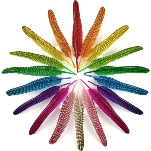 10Pcs/Lot 15-20cm Pheasant Feathers for Crafts Polka Dot Guinea Hen Flank Pearl Feather Headdress DIY Wedding Party Decoration