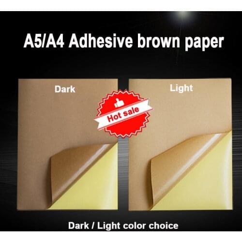 20 50 Sheets 80g A4 A5 Brown Kraft Paper Self Adhesive Sticker printing labels for Inkjet Laser Printing Copier Craft Paper