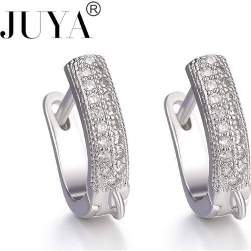 2021 Double Row Crystal Earrings Copper Zirconia Earwire Jewelry DIY Earring Findings Earrings Clasps Hooks Fittings Accessories