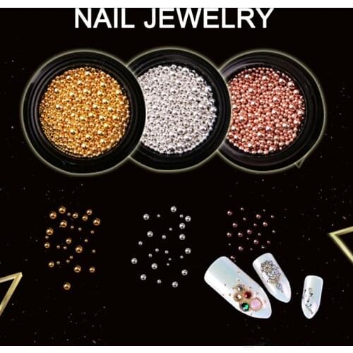 DIY 3D Nail Art Jewelry Metal Pearl Ball Golden Silver Nail Decoration nail supplies for professionals Women Nails Decors