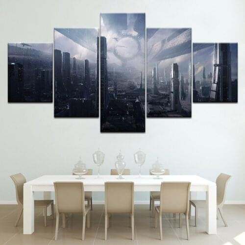 Citadel Mass Effect 5 piece Wallpapers modern Modular Poster art Canvas painting for Living Room Home Decor