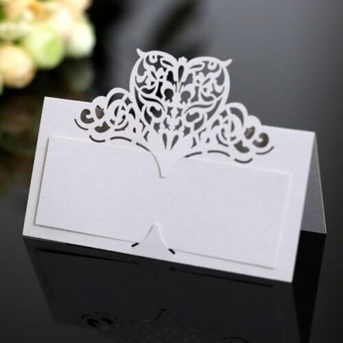 50pcs Laser Cut Heart Table Name Place Cards Seating Decoration DIY Paper Wedding Birthday Party Table Decoration Seating Number