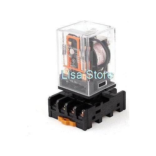 AC 220V Coil Voltage 8 Pin DPDT Electromagnetic Power Relay with Base