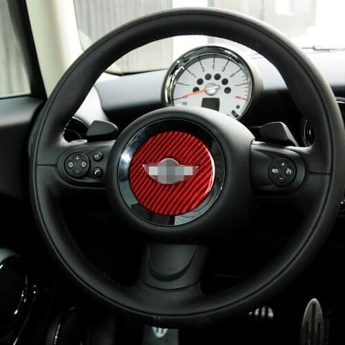 Genuine Carbon FiberCar Steering Wheel Center Cover Trim Sticker Fit For BMW MINI R55 R56 /COUNTRYMAN R60 /PACEMAN R61 2007-2013