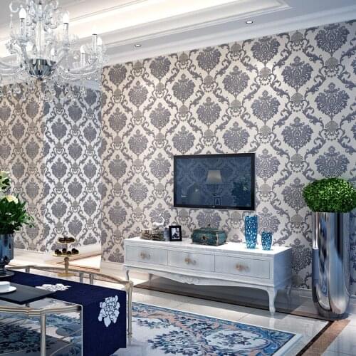 Beibehang European style flower nonwoven bedroom modern minimalist living room background Damascus papel de parede para quarto