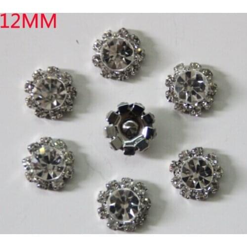 Free Shipping Wholesale 100pcs/lot 12mm Flatback Rhinestone Button For Hair Flower Wedding Invitation YMBT01085-1