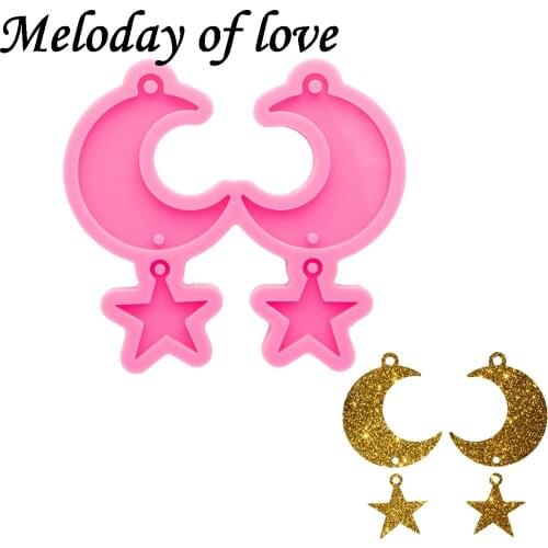 Shiny Stars and Moon earrings Mold, DIY Epoxy Resin Silicone Molds, Resin Crafting Mold Supplies for jewelry DY0924