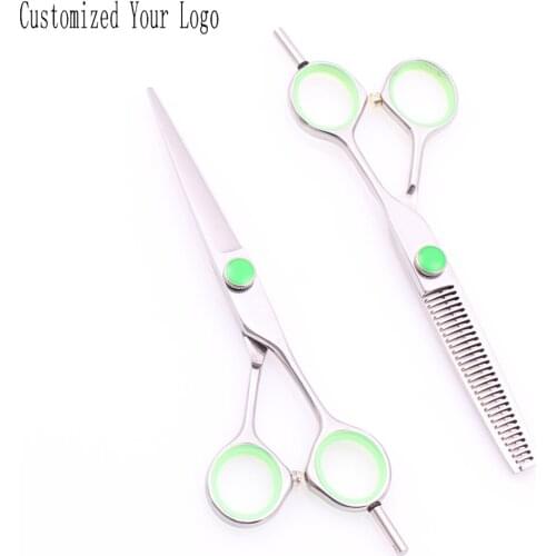 C1121 5.5'' 440C Customize Logo Hairdressing Scissors Regular Scissors Thinning Shears Professional Hair Scissors Haircut Shears