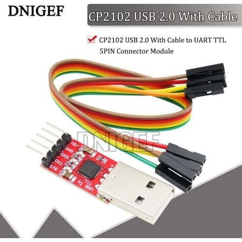 CP2102 USB 2.0 With Cable to UART TTL 5PIN Connector Module Serial Converter STC Replace FT232 CH340 PL2303
