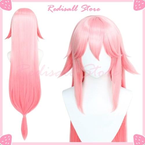 Genshin Impact Cosplay Yae Miko Wig Project Celestia Gradient Pink Long Staight Heat Resistant Synthetic Hair