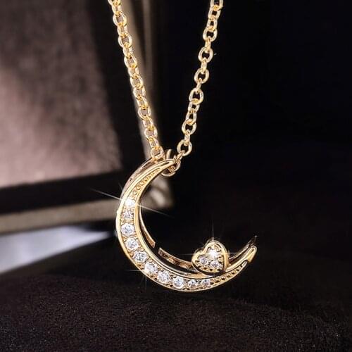 Huitan Simple Stylish Moon Necklace for Women Romantic Love Accessories Party Daily Wearable Versatile Necklace Fashion Jewelry