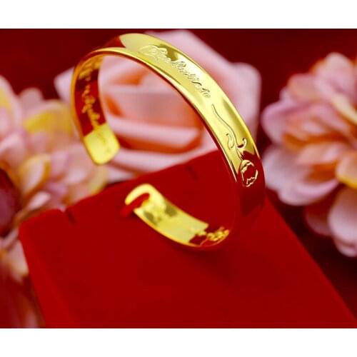 KOREAN 14K GOLD BANGLES FOR WOMEN WEDDING ENGAGEMENT JEWELRY CARNATION PRINTED FLOWER 10N YELLOW GOLD WOMEN CLASSIC BRACELETS