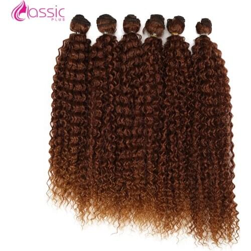 Beautyforever Afro Kinky Curly Synthetic Hair Extensions Bundles Ombre 6Pieces Heat Resistant Weave Hair Bundles For Black Women