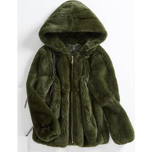 Pop Autumn Winter Real/Genuine Rex Rabbit Fur Coat Women Winter Natural Rex Rabbit Fur Coat/Jacket with Hood A099