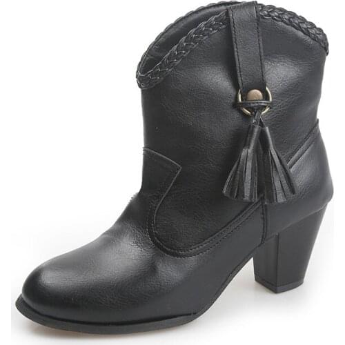 2021 Spring Autumn New Classics Street Style Womens Boots Round Toe High Heel Slip-on Martin Boots with Fringe Sweat Absorption