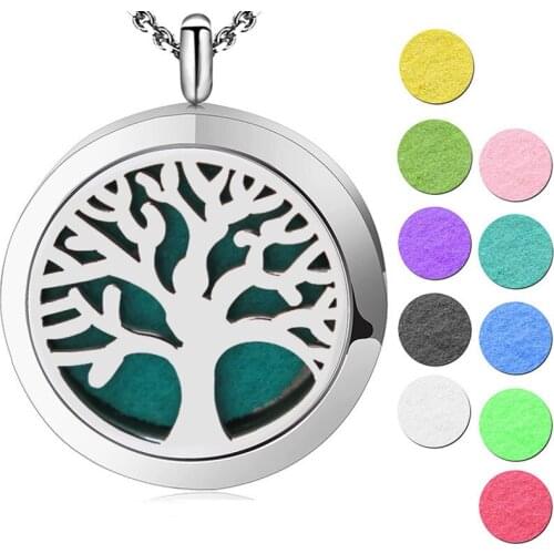 New Pattern Trees of Life 30mm Aromatherapy Essential Oils Stainless Steel pendant Perfume Diffuser Locket Necklace