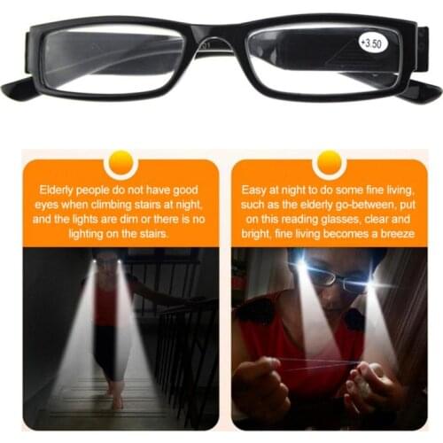 1 Pcs Led Reading Glasses Elderly Reading Glasses Reading Newspaper Lighting Magnifier Glasses With Lamp Unisex Men Women