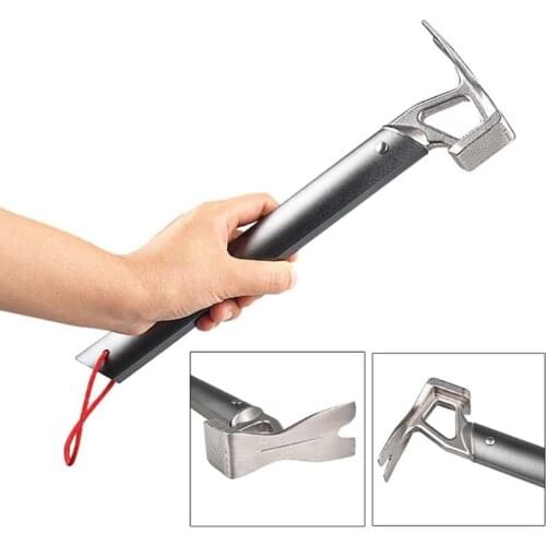 Outdoor Camping Tent Peg Hammer Mountaineering Hiking Stainless Steel Nail Puller Climbing Tool Accessories