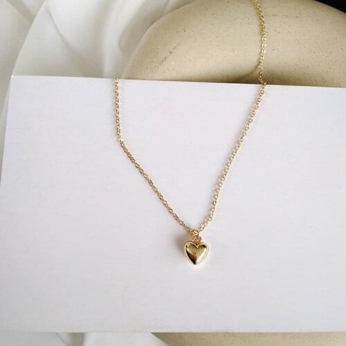 Fashion Temperament Gold Color Heart Pendant Necklace Charming Womens Wedding Party Jewelry Romantic Valentines Day Gifts