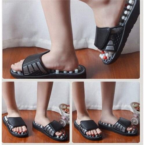 Couple Massage Slippers Health Plantar Acupressure Therapy Sandals Rotating Foot Massager Shoes Unisex Non-Slip Pedicure Slides