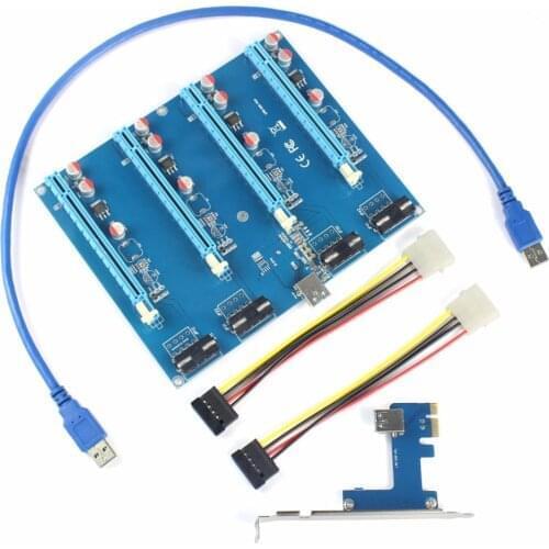 PCI-Express PCIe 1 to 4 PCI express 16X slots Riser Card PCI-E 1X to External 4 slot Adapter PCIe Port Multiplier for Mining