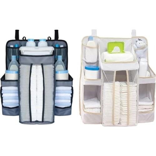 Baby Bed Diaper Hanging Holder Infant Bedding Nursing Storage Bag Newborn Crib Nappy Organizer Pocket