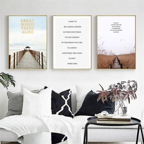 Poetry Distance Oasis Seaside Canvas Painting Nordic Room Background Landscape Poster Print Wheat Field Path Decor Wall Picture