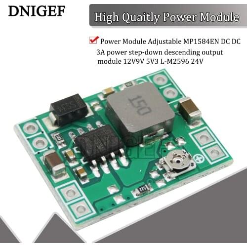 DNIGEF 1PCS High Quaitly Power Module Adjustable MP1584EN DC DC 3A power step-down descending output module 12V9V5V3 L-M2596 24V